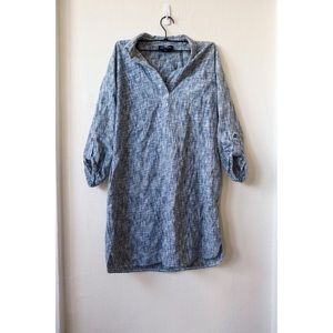 Elegant Blue Marbled Shirtdress (size s)